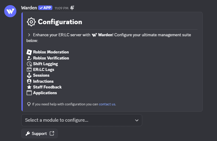 Warden Dashboard Configuration System Interface